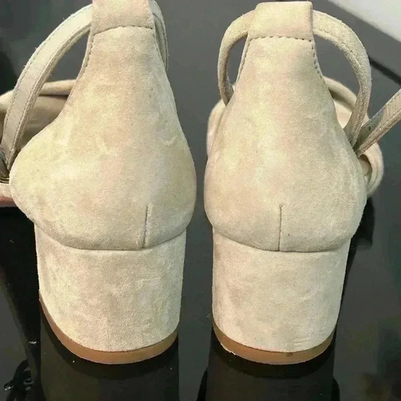 J Mclaughlin Krissa Suede Sandal Womens Striped Size 7 Beige/Gray (2'' Heel) - Picture 4 of 6